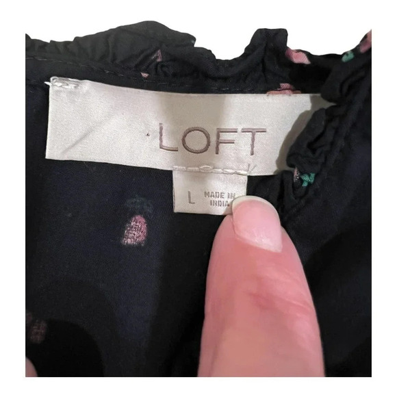 Ann Taylor LOFT 3/4 Sleeve Black Floral Print Midi Dress - Picture 3 of 7